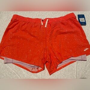 Brooks Womens Moment 5" Running Shorts 2-in-1 Athletic XXL Lined Speckled NEW